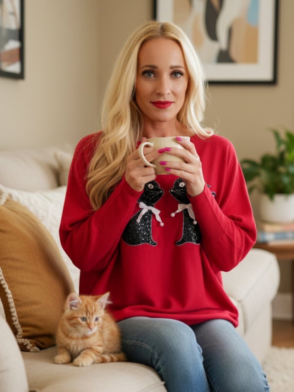 Kitty Knit long sleeved Sweater Top